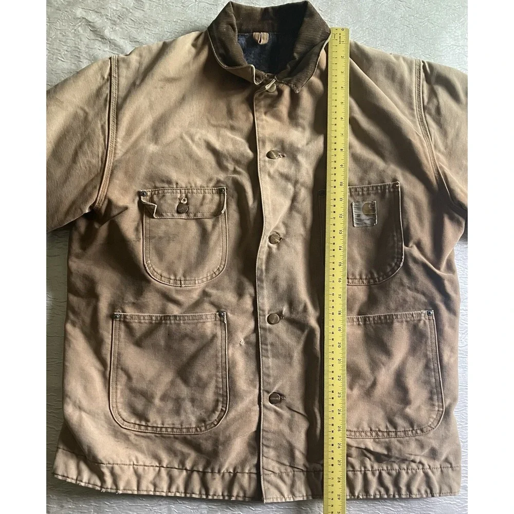 Carhartt Blanket Detroit Lined Canvas Chore Work Jacket 46 USA Made Pockets VTG